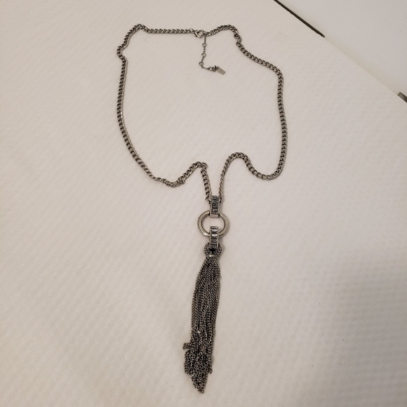 Jennifer Lopez Silvertone Statement Fashion Jewelry Necklace, Tassle - Picture 6 of 8